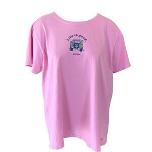 Life Is Good Graphic Tee/T-Shirt 100% Cotton Crew Neck Sz XXL Pink #339J